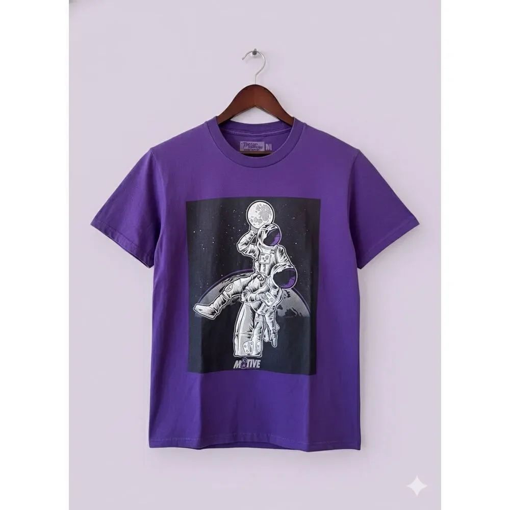 Million Dolla Motive Moonman Dunk Purple Graphic Tee Shirt T-Shirt M Streetwear